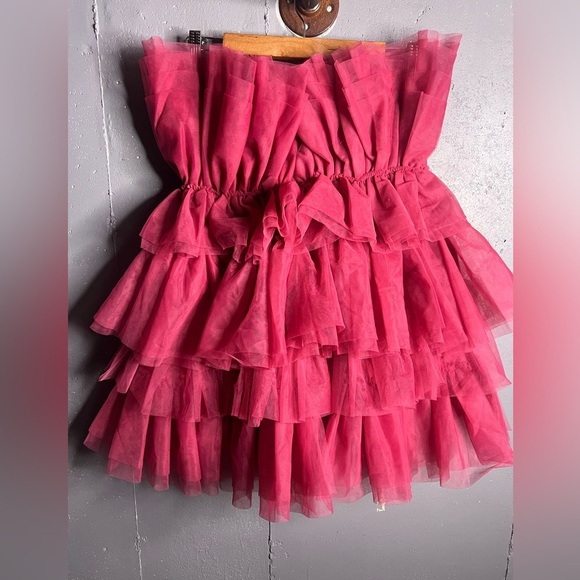 Altar’d State Daria Tulle Mini Dress in Berry. Size Small - Picture 4 of 5